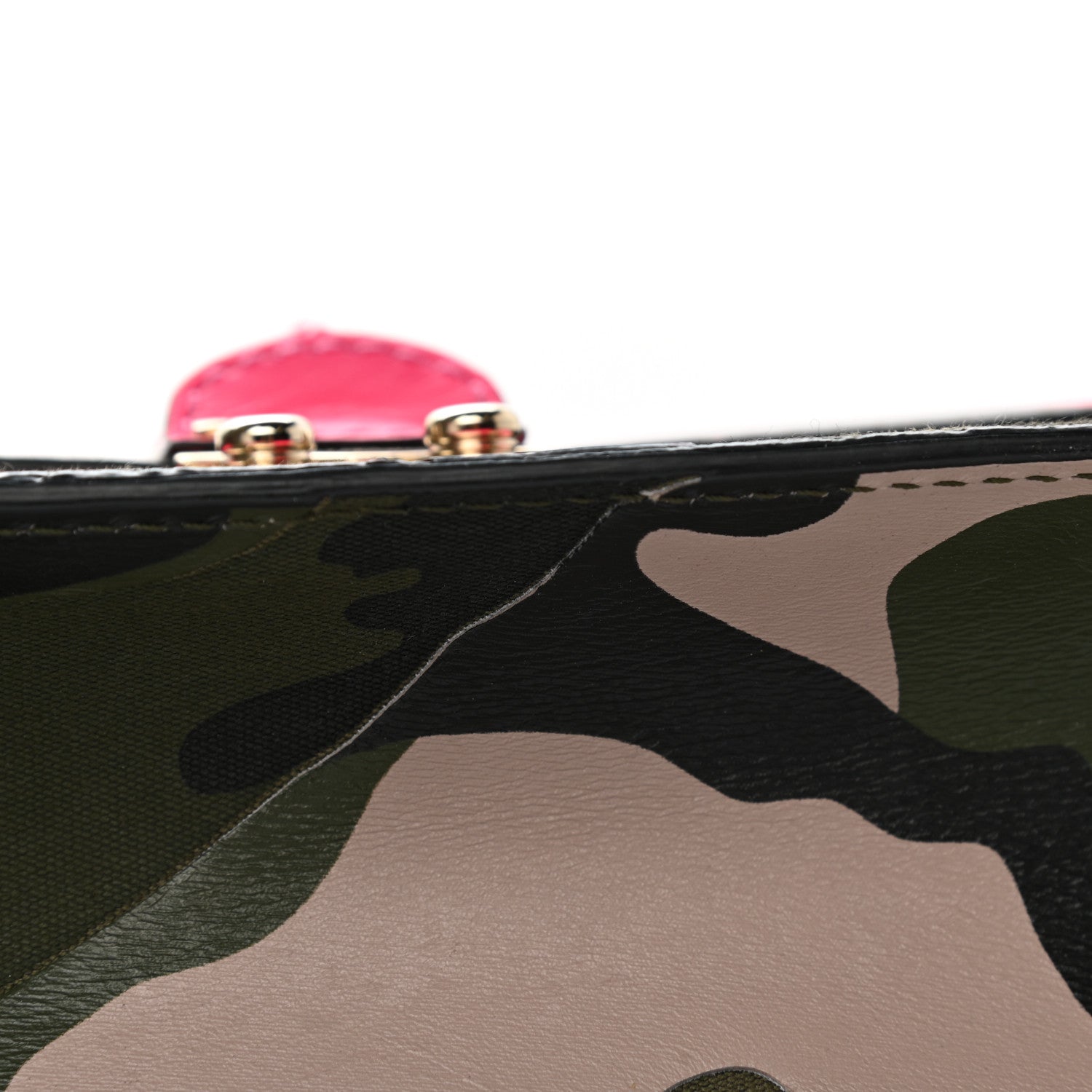 Valentino Garavani Nappa Canvas Camouflage Medium Glam Lock Rockstud Flap Fuxia Fluo 11 of 13