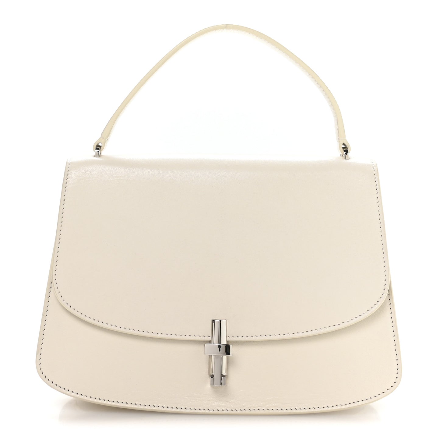 Sleek Calfskin The Sofia 10 Top Handle Ivory