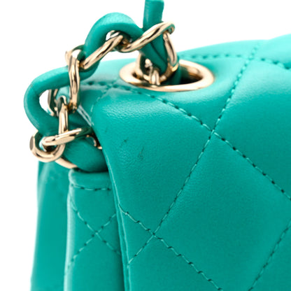 Chanel Lambskin Quilted Mini Square Flap Turquoise 11 of 13