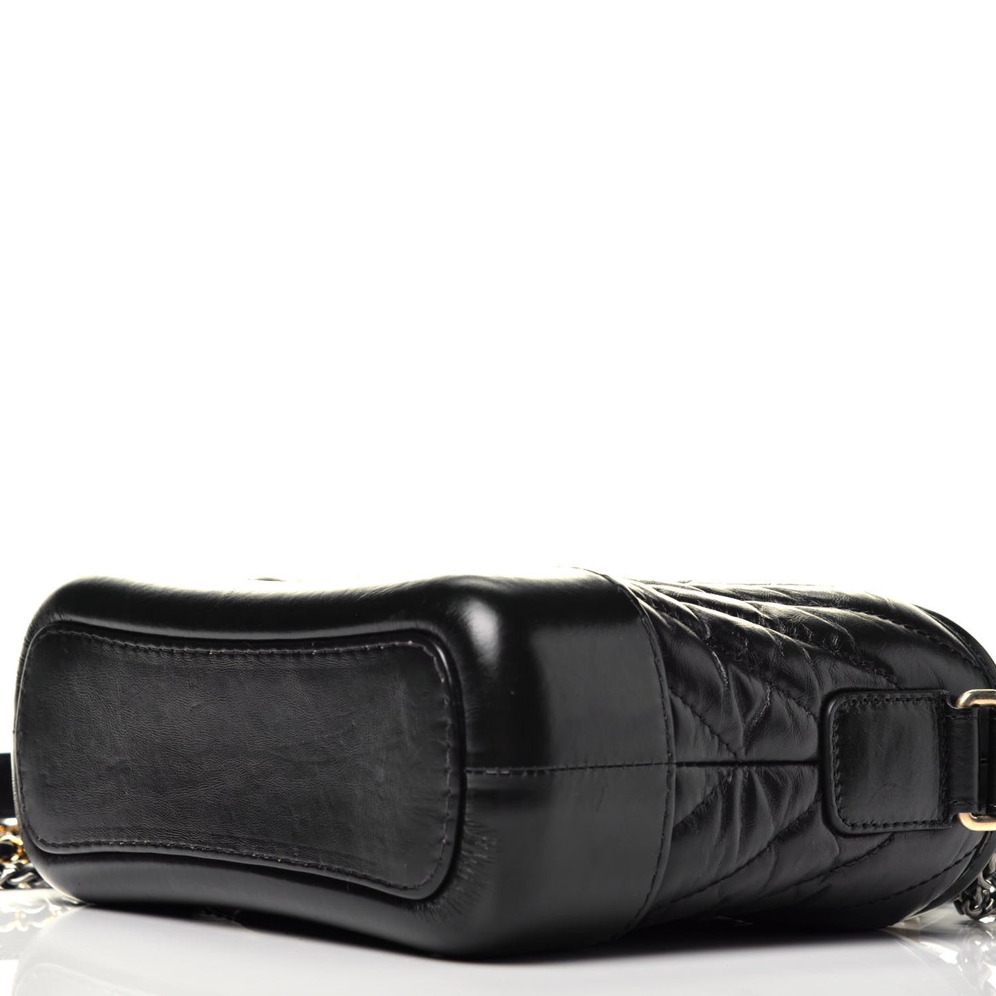 Aged Calfskin Chevron Quilted Small Gabrielle Hobo Black