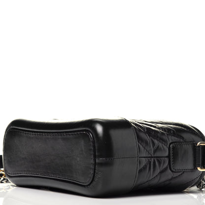 Chanel Aged Calfskin Chevron Quilted Small Gabrielle Hobo Black 9 of 9