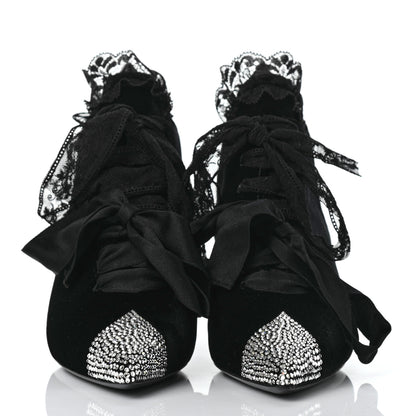Saint Laurent Velluto Master Crystal Embellished Blaze 45 La Strass Ankle Boots 40 Black 2 of 8