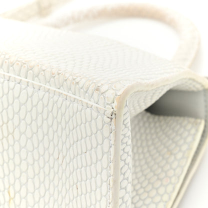 Balenciaga Matte Calfskin Snake Embossed Tonal B Small Hourglass Top Handle Bag Optic White 17 of 19