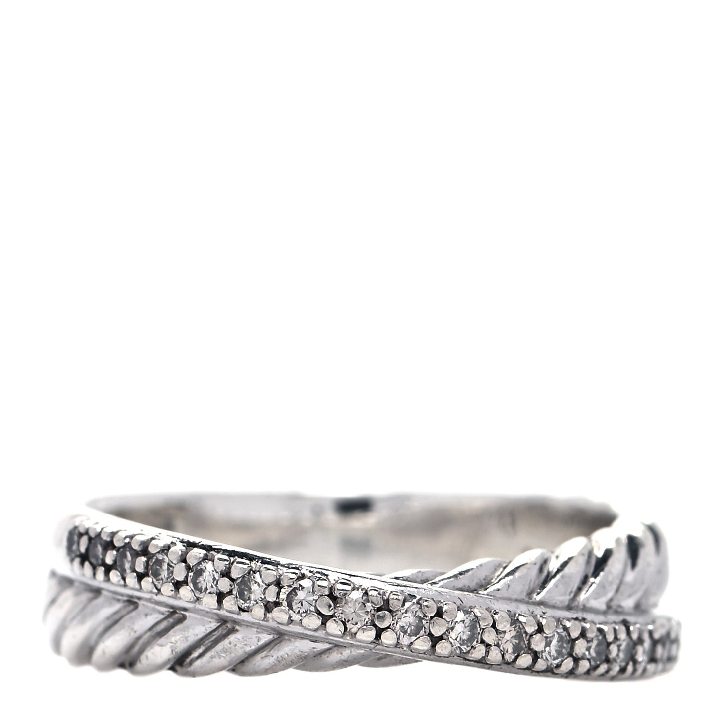 Sterling Silver Diamond 5mm Crossover Ring 55 7.25