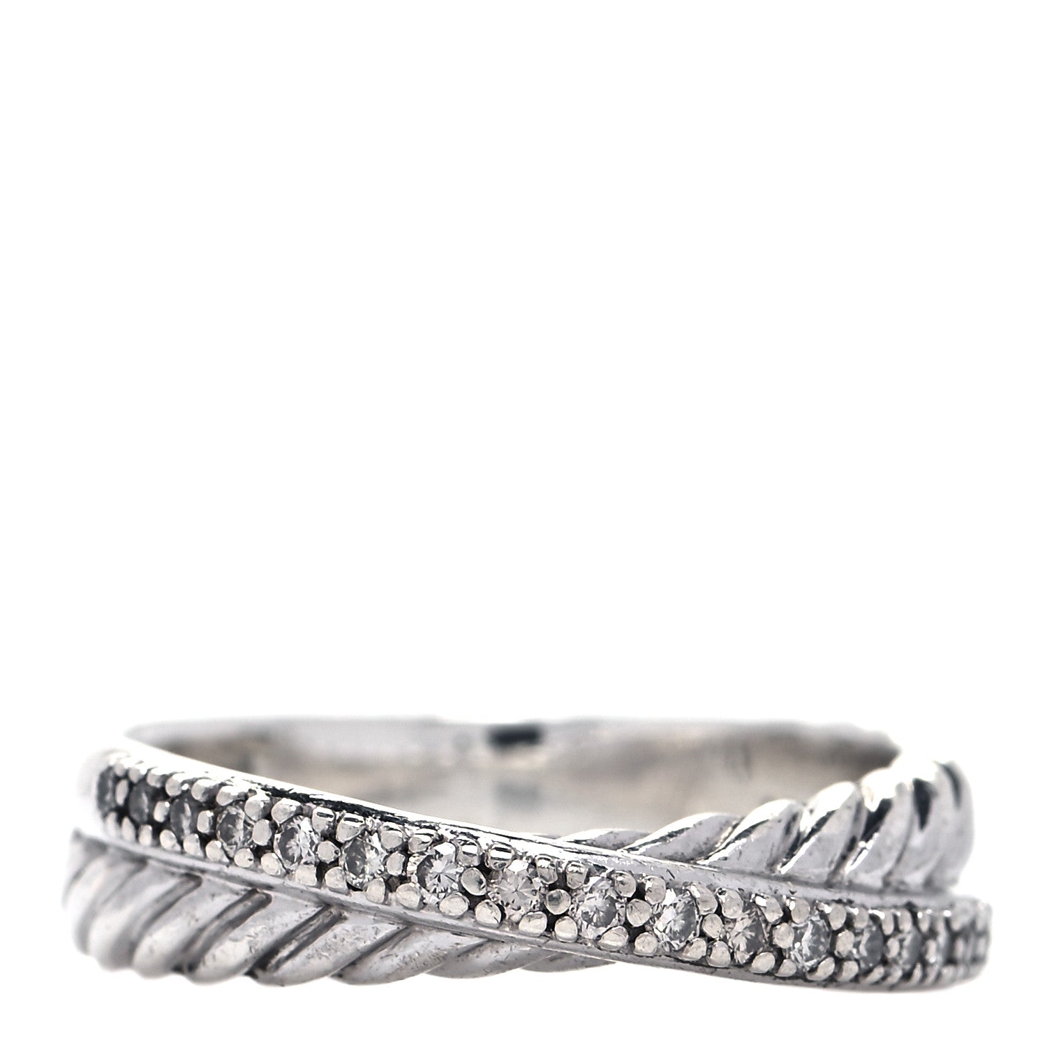 David Yurman Sterling Silver Diamond 5mm Crossover Ring 55 7.25 1 of 5