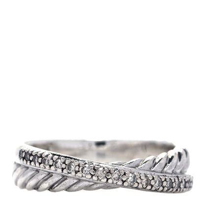 David Yurman Sterling Silver Diamond 5mm Crossover Ring 55 7.25 1 of 5
