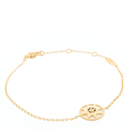 Christian Dior 18K Yellow Gold Diamond Mother of Pearl Rose Des Vents Bracelet 1 of 3