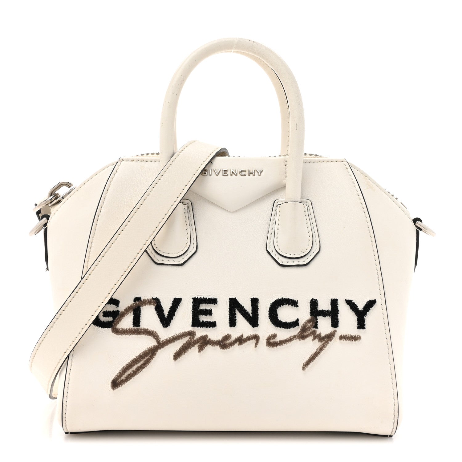 Givenchy Calfskin Signature Logo Mini Antigona White 1 of 19