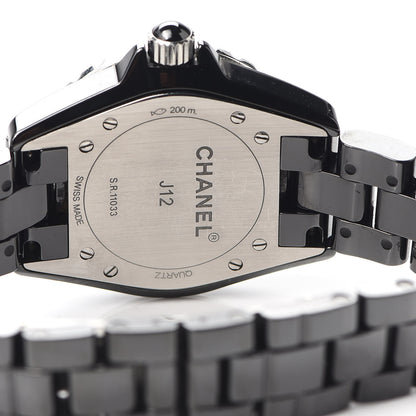 Chanel Stainless Steel Ceramic Diamond 33mm J12 Quartz Watch Black 5 of 7
