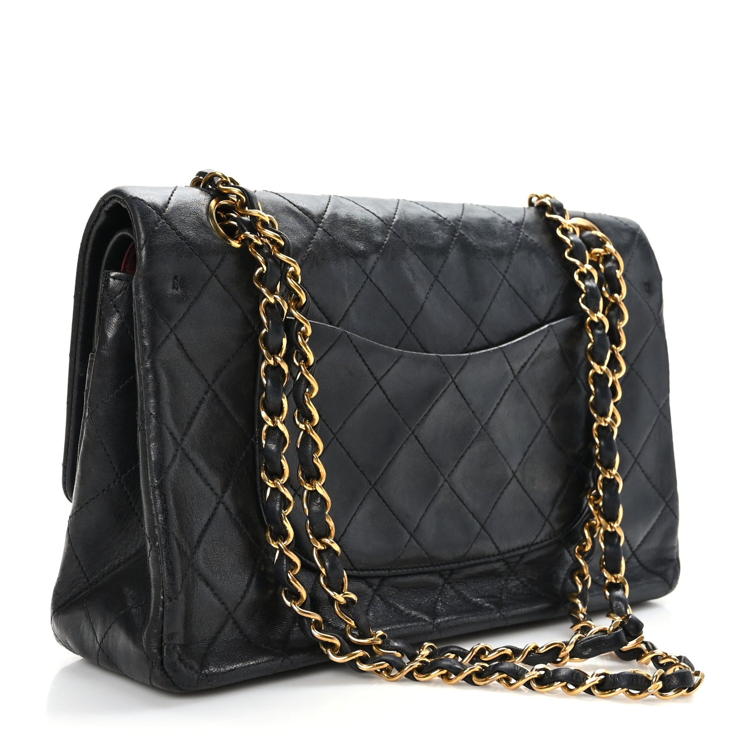 Lambskin Quilted Medium Double Flap Black