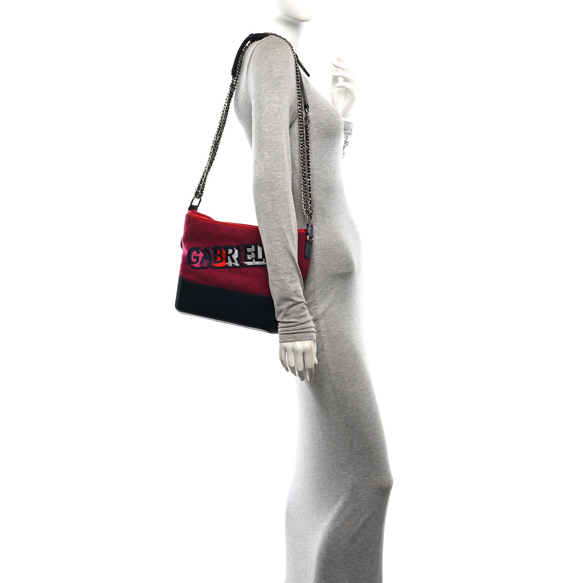 Wool Calfskin Quilted Medium Gabrielle Hobo Red