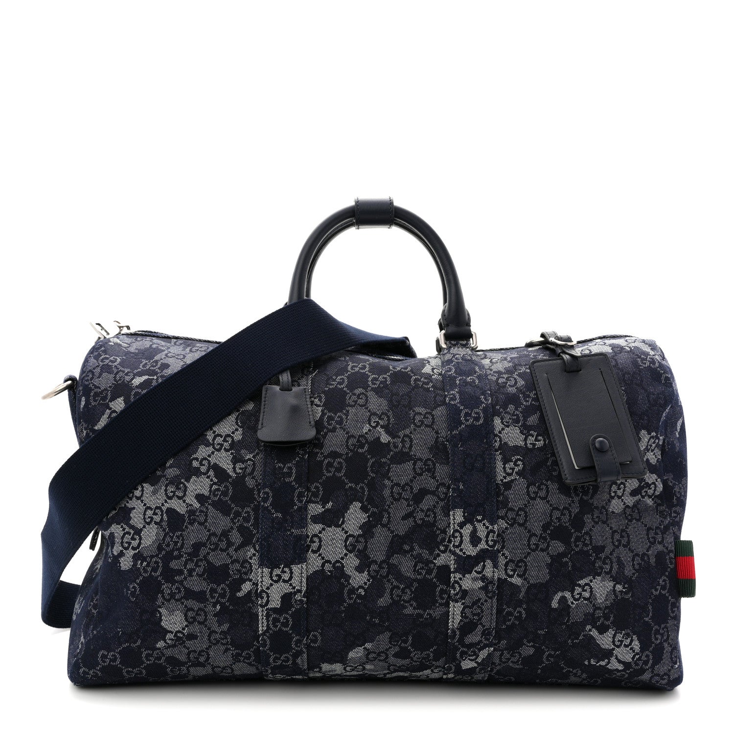 Gucci Denim Monogram Large Duffle Bag Deep Blue 2 of 16
