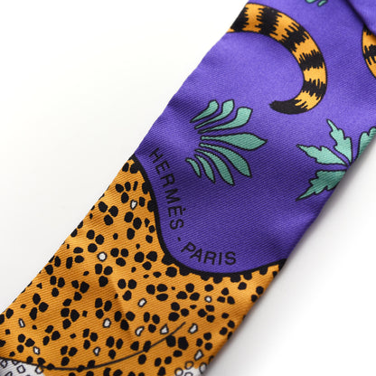 Hermes Silk Les Leopards Twilly Violet Ocre Vert 2 of 3
