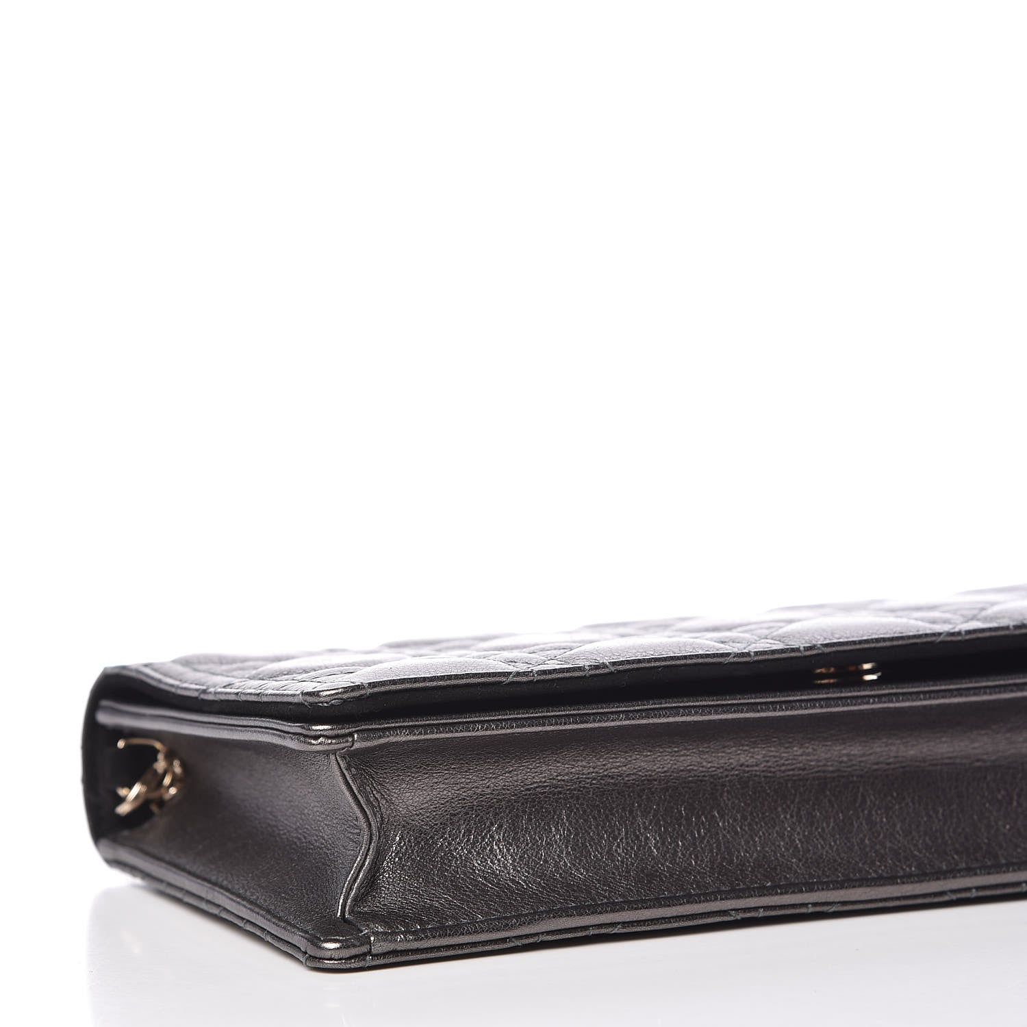 Christian Dior Metallic Calfskin Cannage Lady Dior Convertible Clutch Gunmetal 7 of 14