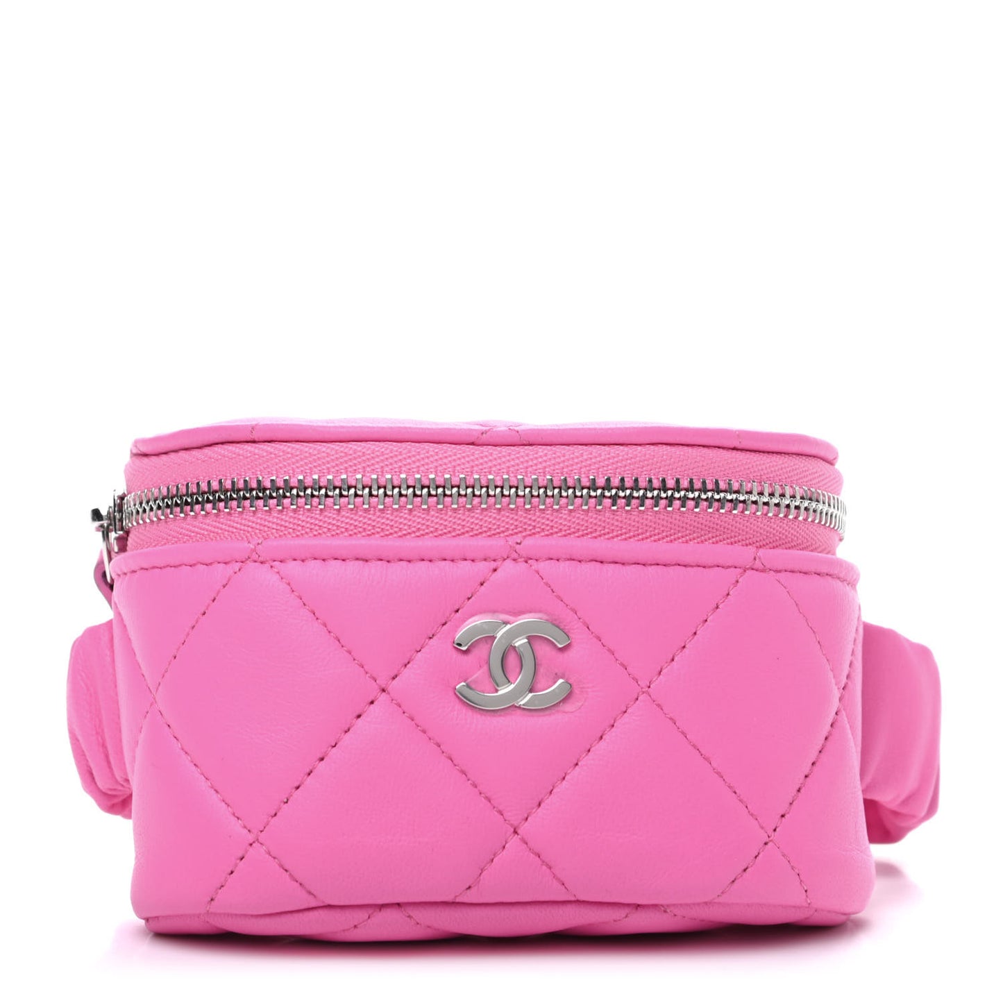Lambskin Quilted Arm Coin Purse Pink