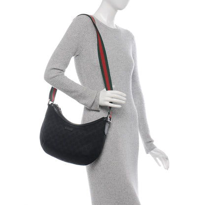 Gucci Monogram Web Medium Half Moon Hobo Black 2 of 7