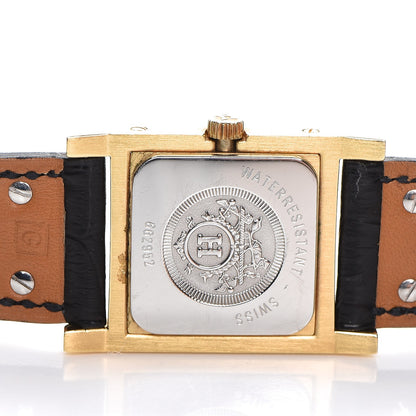 Hermes Stainless Steel Alligator 23mm Medor Quartz Watch Noir 5 of 7
