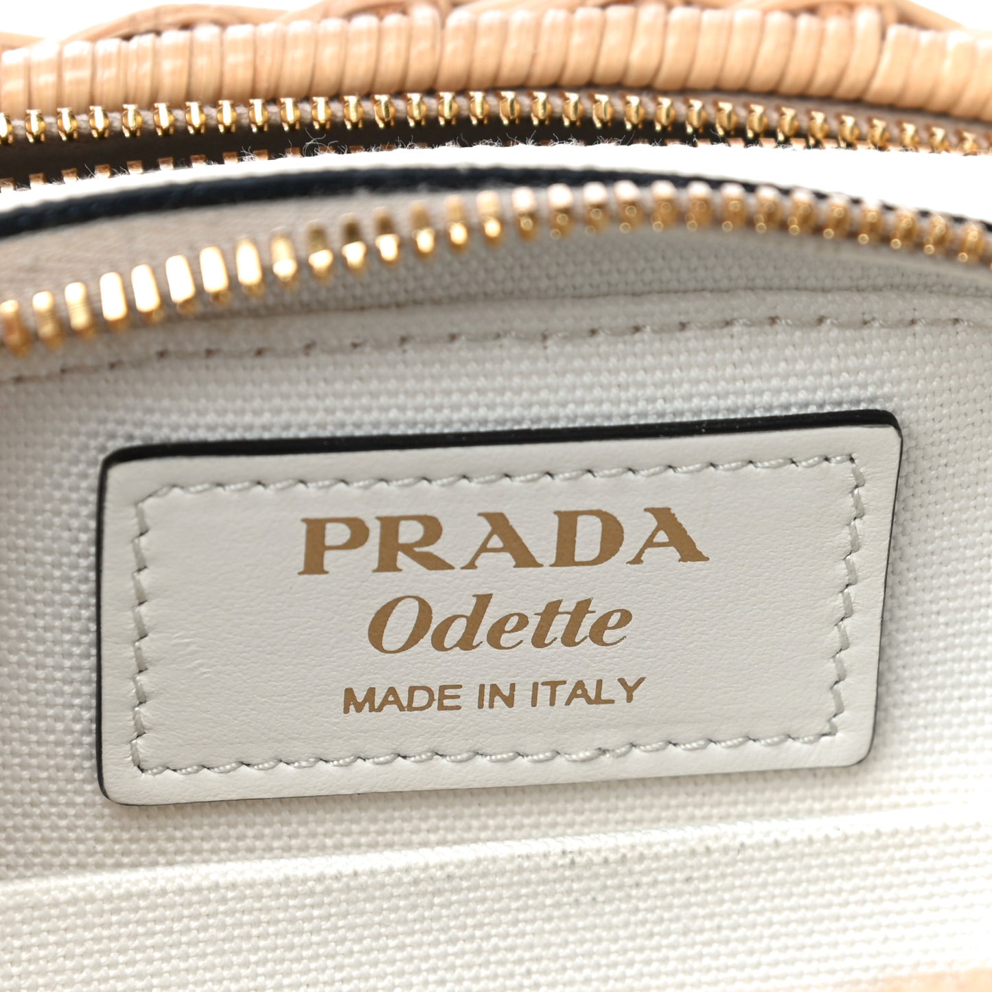 Wicker Saffiano Midolino Odette Top Handle Bag Tan White