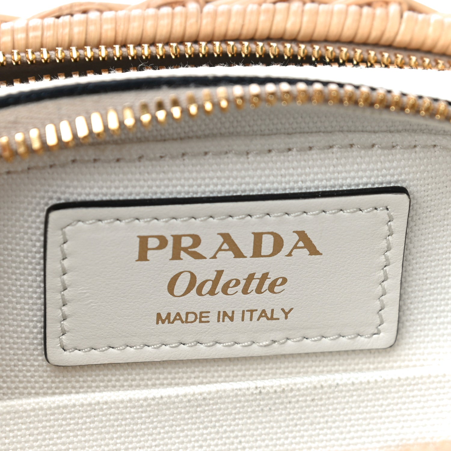 Prada Wicker Saffiano Midolino Odette Top Handle Bag Tan White 7 of 10