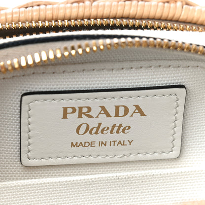 Prada Wicker Saffiano Midolino Odette Top Handle Bag Tan White 7 of 10