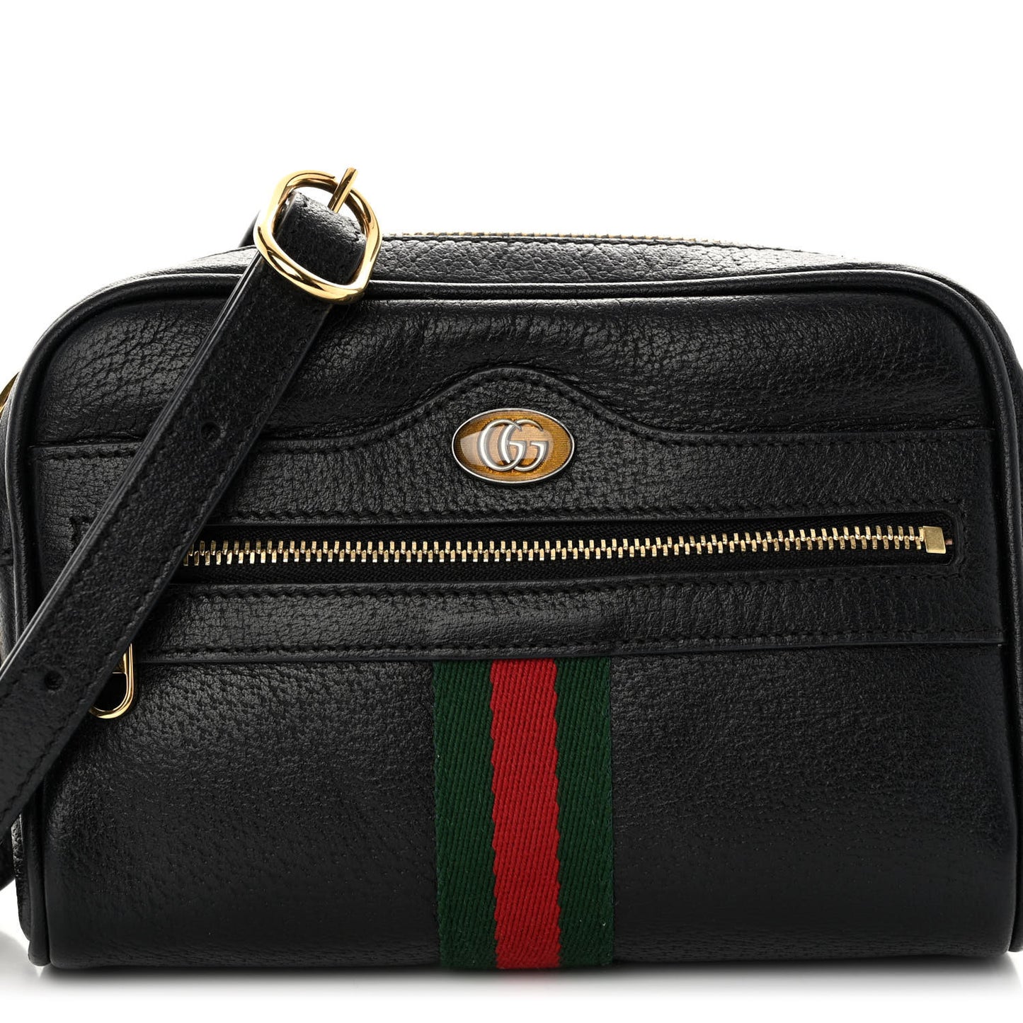 Calfskin Web Mini Ophidia Shoulder Bag Black