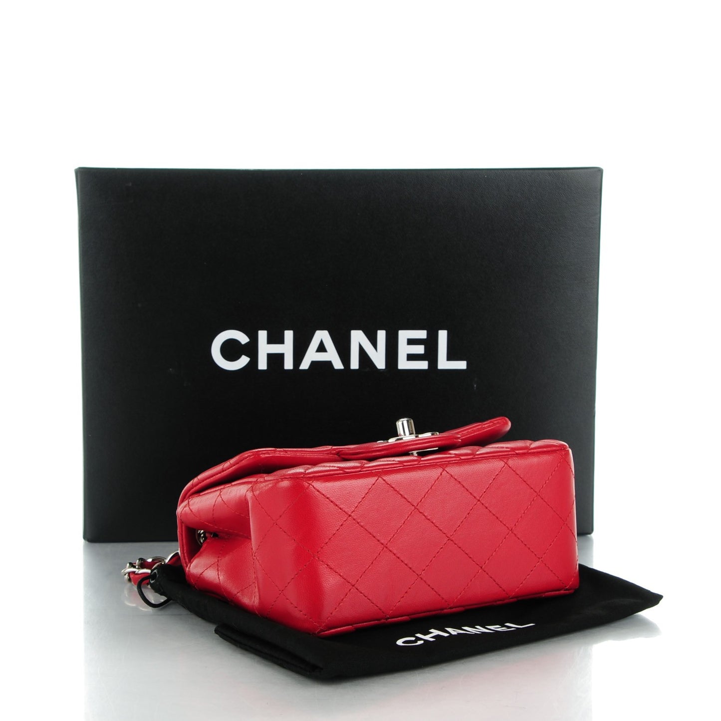 Lambskin Quilted Mini Square Flap Red