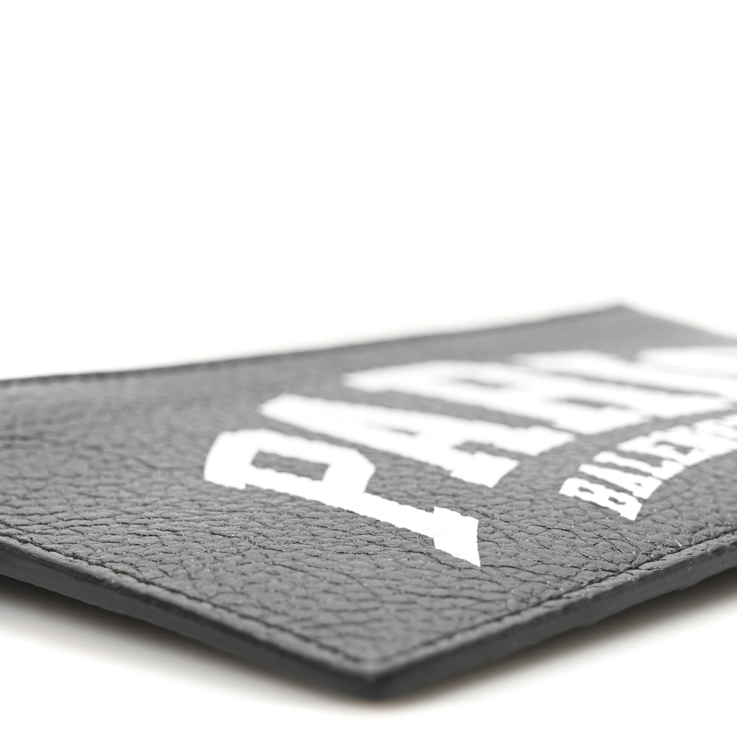 Grained Calfskin Paris Logo Cash Coin Card Holder On Keychain Black