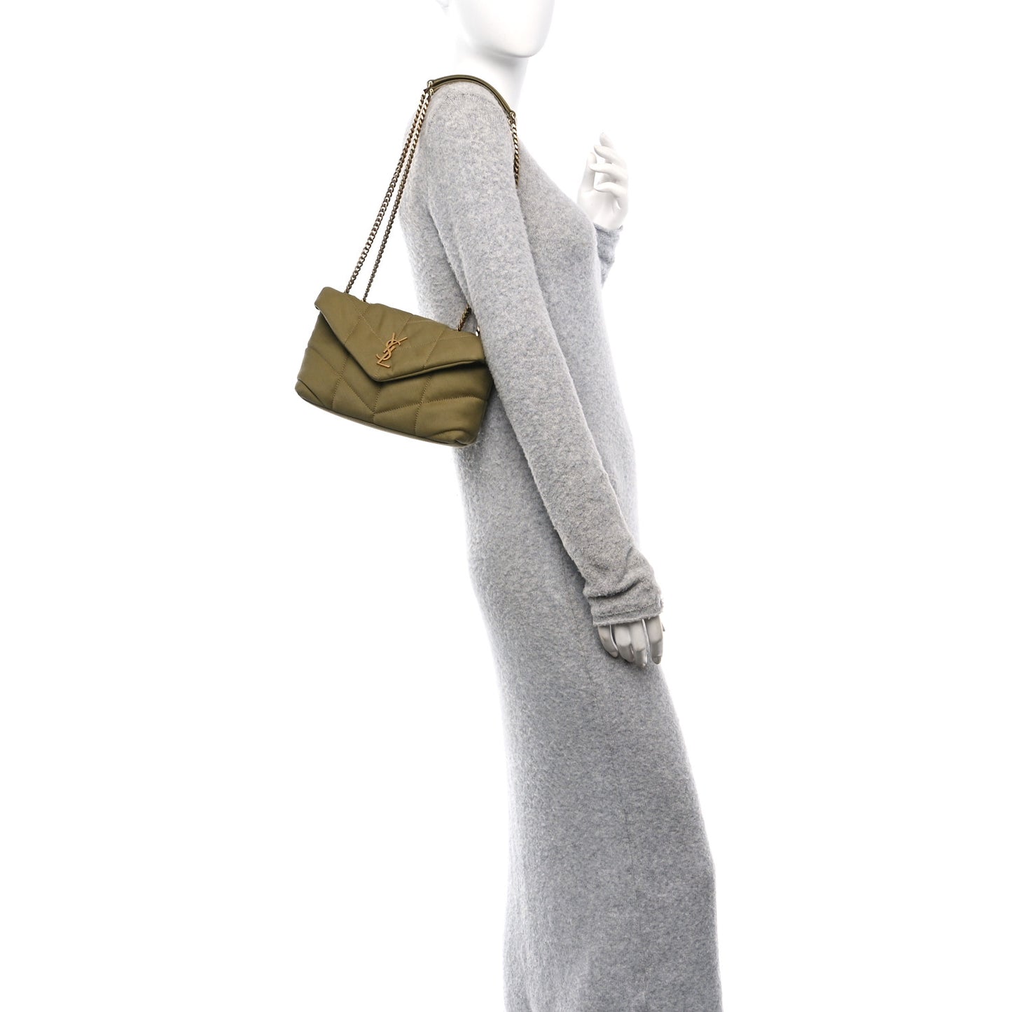 Canvas Quilted Toy Loulou Puffer Monogram Chain Satchel Fir Green