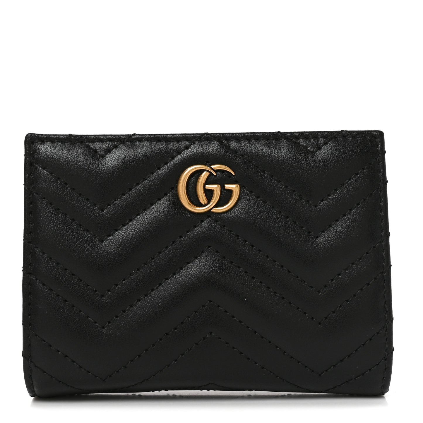 Calfskin Matelasse GG Marmont Card Case Wallet Black
