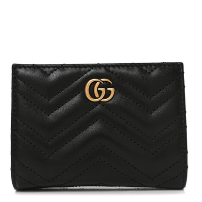 Gucci Calfskin Matelasse GG Marmont Card Case Wallet Black 1 of 8