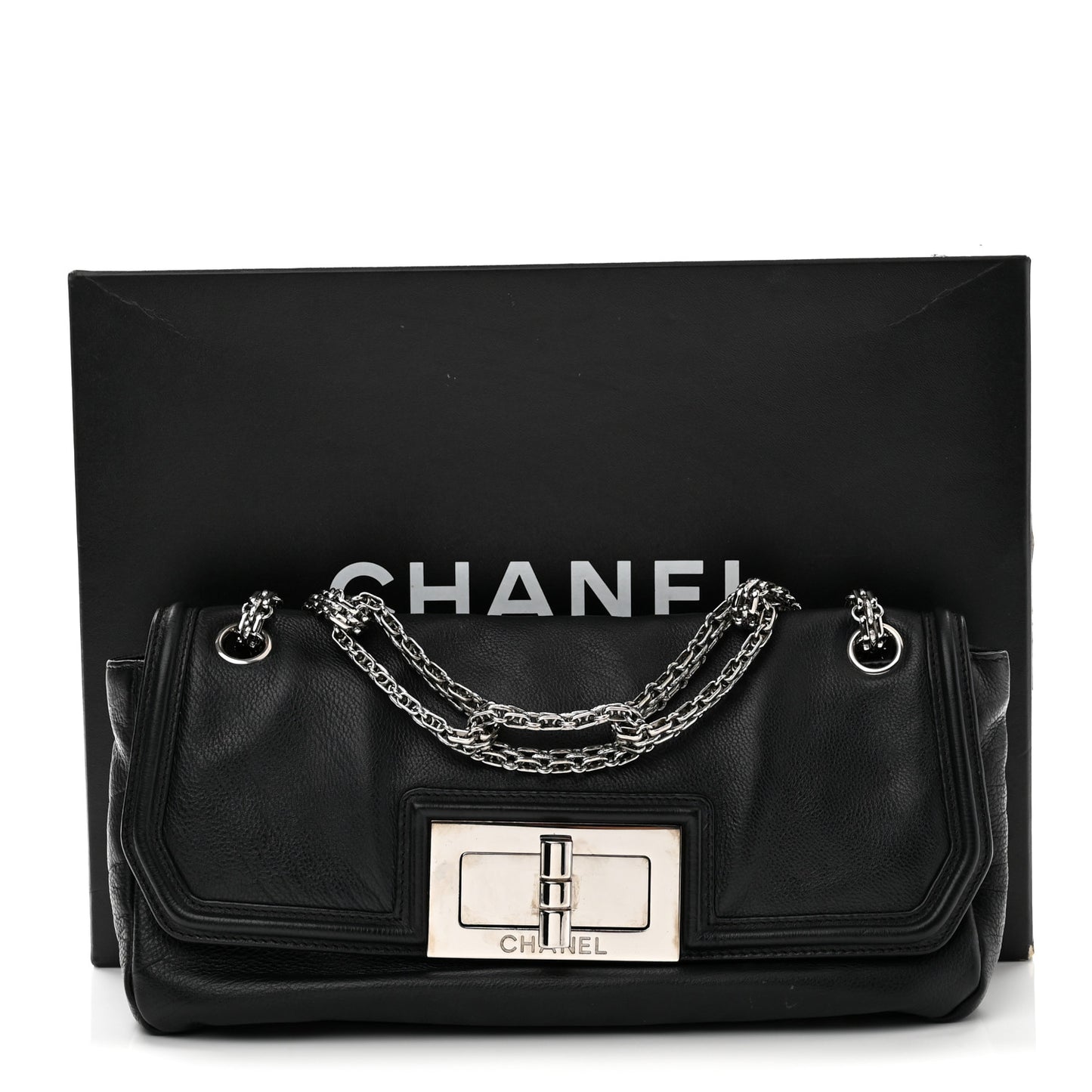 Grained Calfskin Mademoiselle Lock Bijoux Chain Flap Black