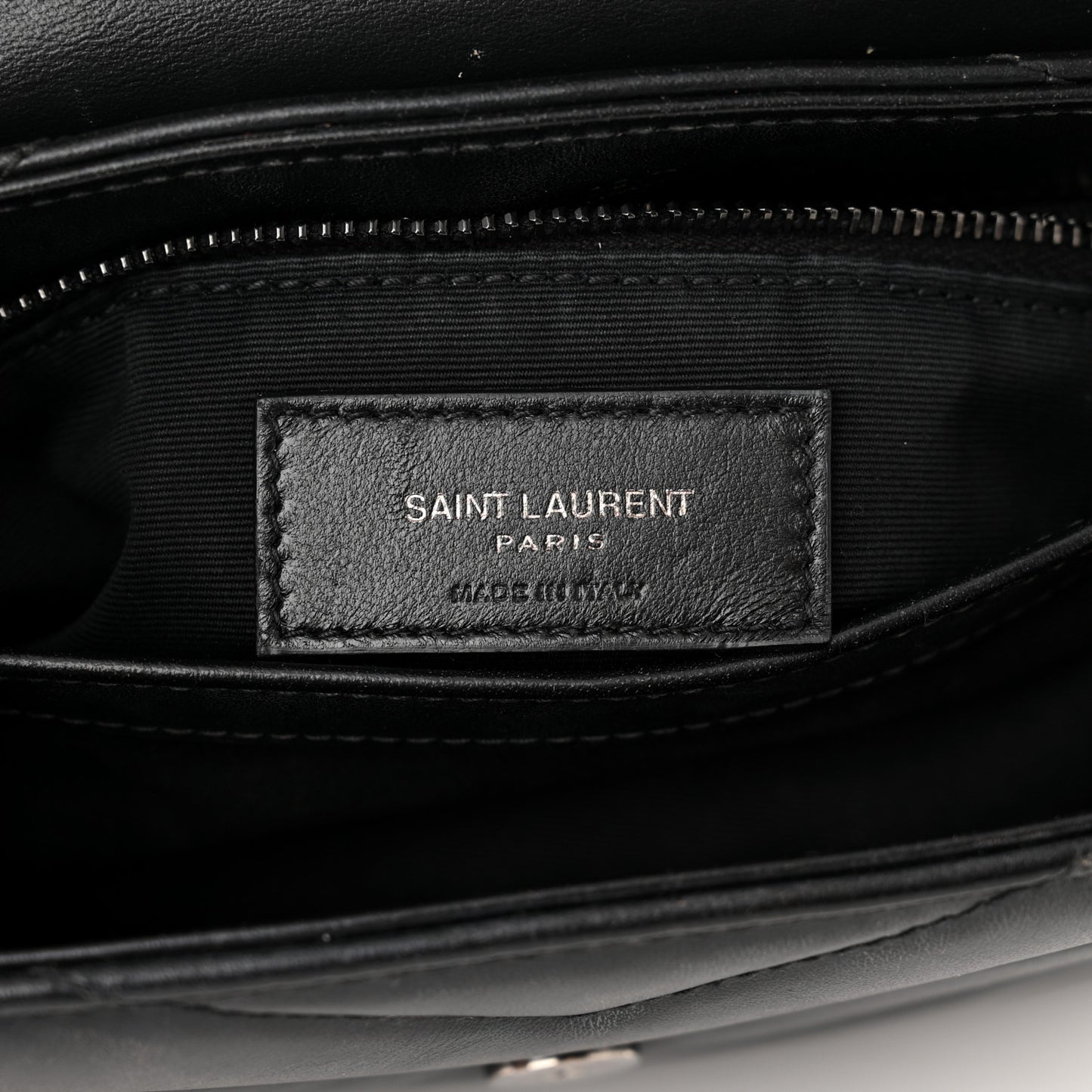 Calfskin Y Quilted Monogram Monochrome Toy Loulou Crossbody Bag Black