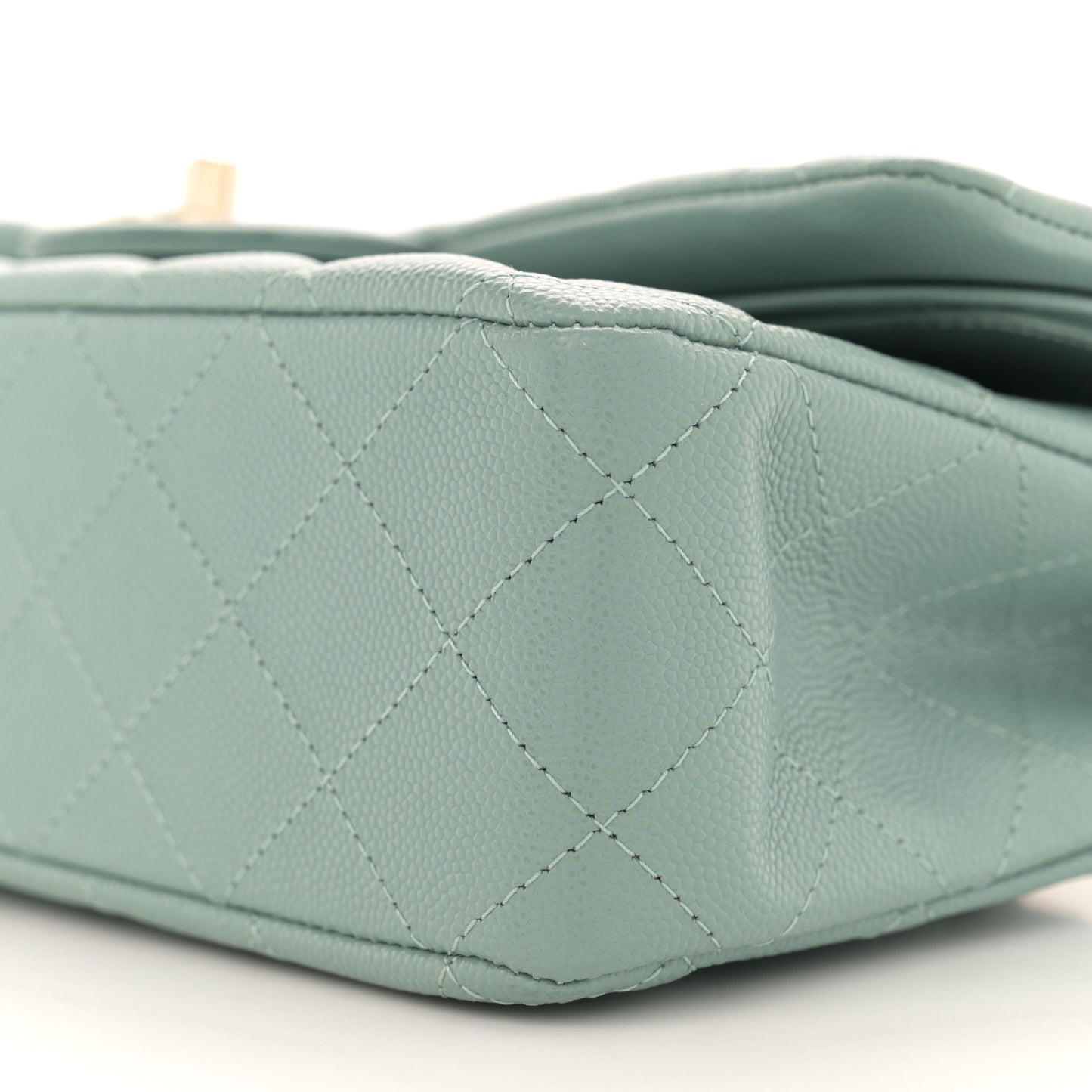 Caviar Quilted Medium Double Flap Light Blue