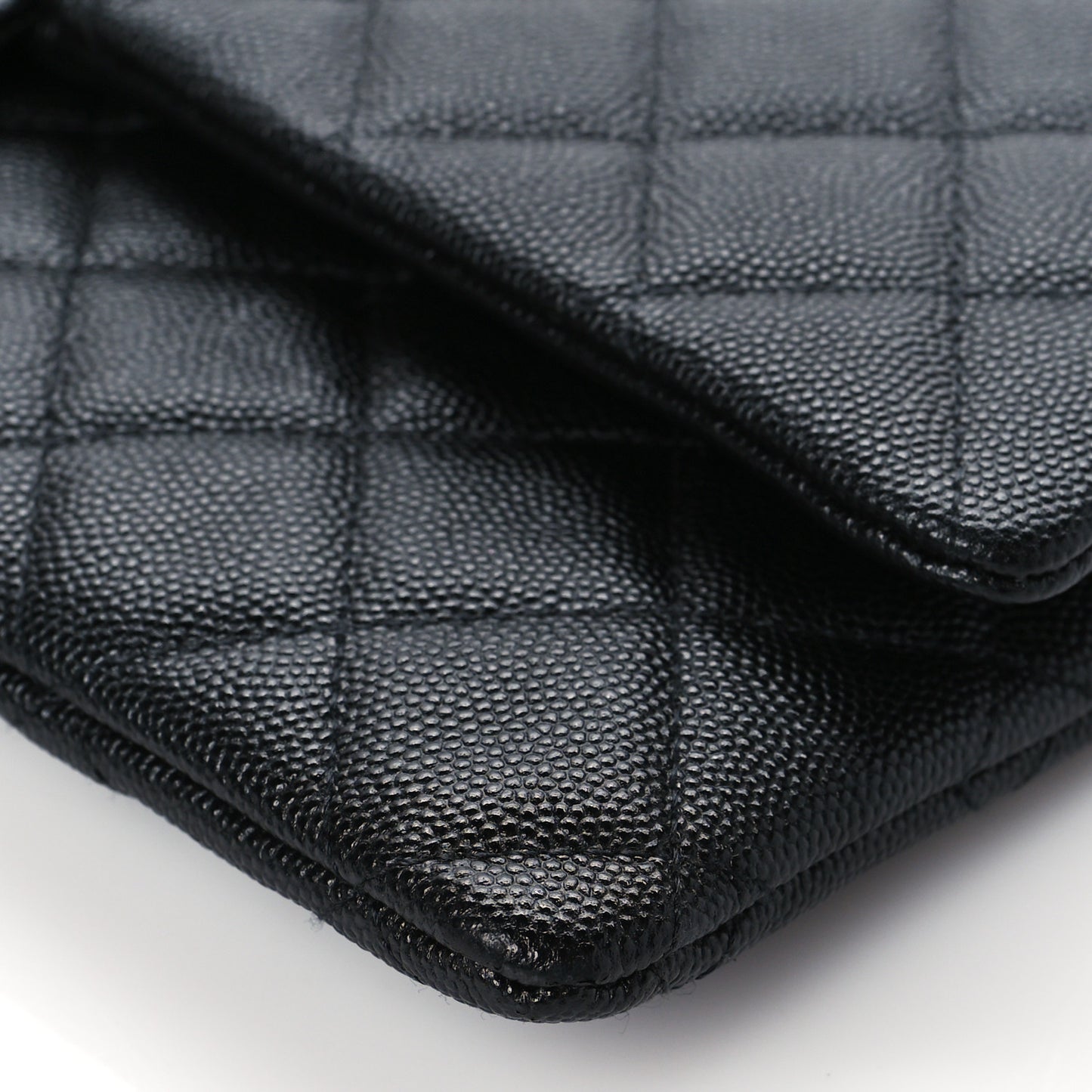 Caviar Quilted Flap Clutch Black