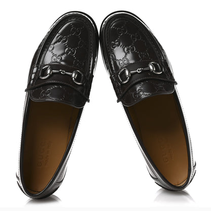 Gucci Calfskin GG Embossed Horsebit Loafers 8 Cocoa 2 of 10