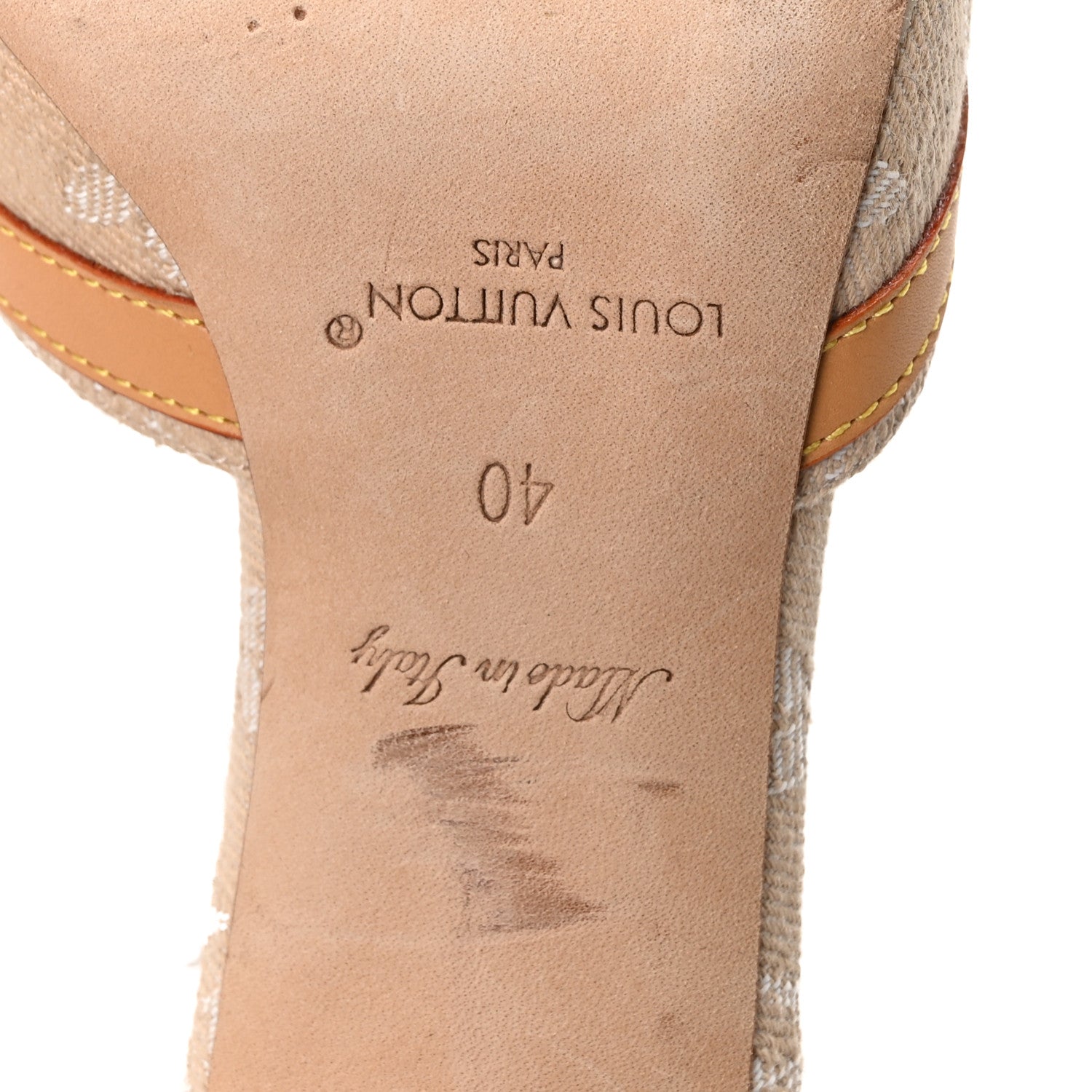 Louis Vuitton Denim Monogram 6AM Icon Mules 40 40 Sandy Beige 7 of 9