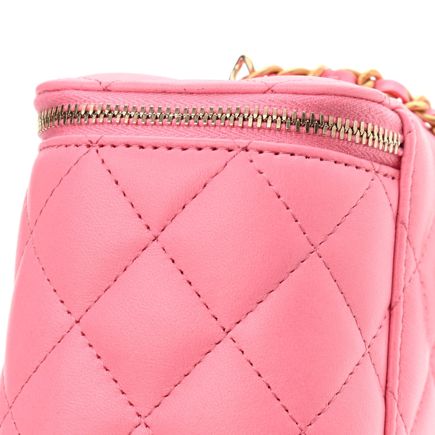 Chanel Lambskin Quilted Small Pearl Crush Vanity Case With Chain Pink 14 of 14