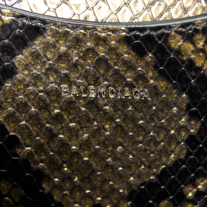 Balenciaga Calfskin Snake Effect Neo Classic Silver Hardware Mini City Gold Black 6 of 10