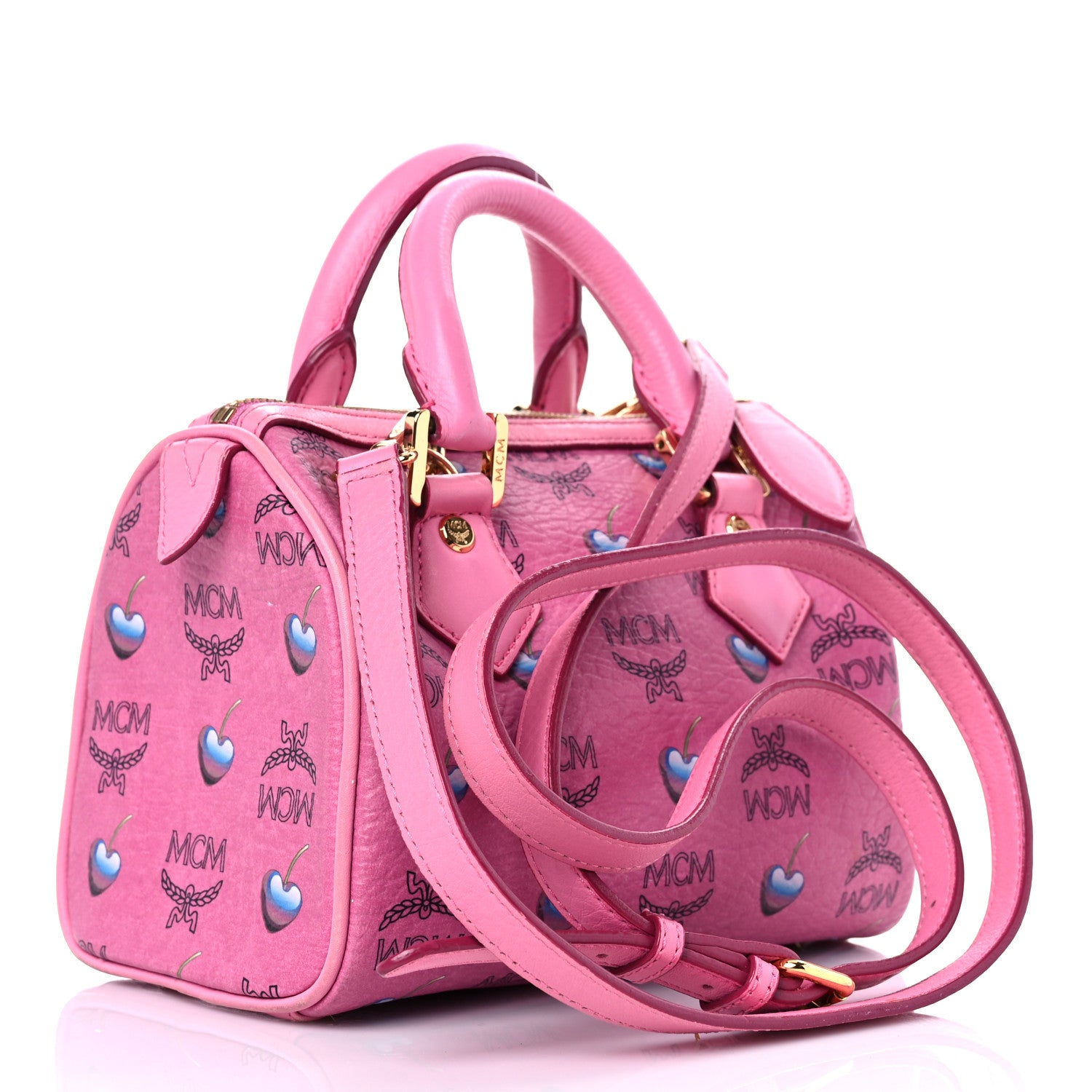 MCM Sweet Visetos Mini Boston Bag Pink 3 of 16