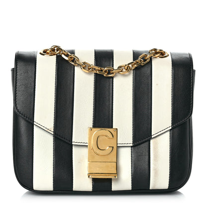 Celine Shiny Calfskin Stripes Small C Bag Black 1 of 12