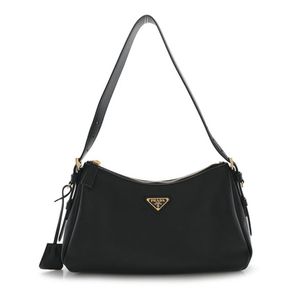 Prada Soft Calfskin Aimee Shoulder Bag Black 1 of 8