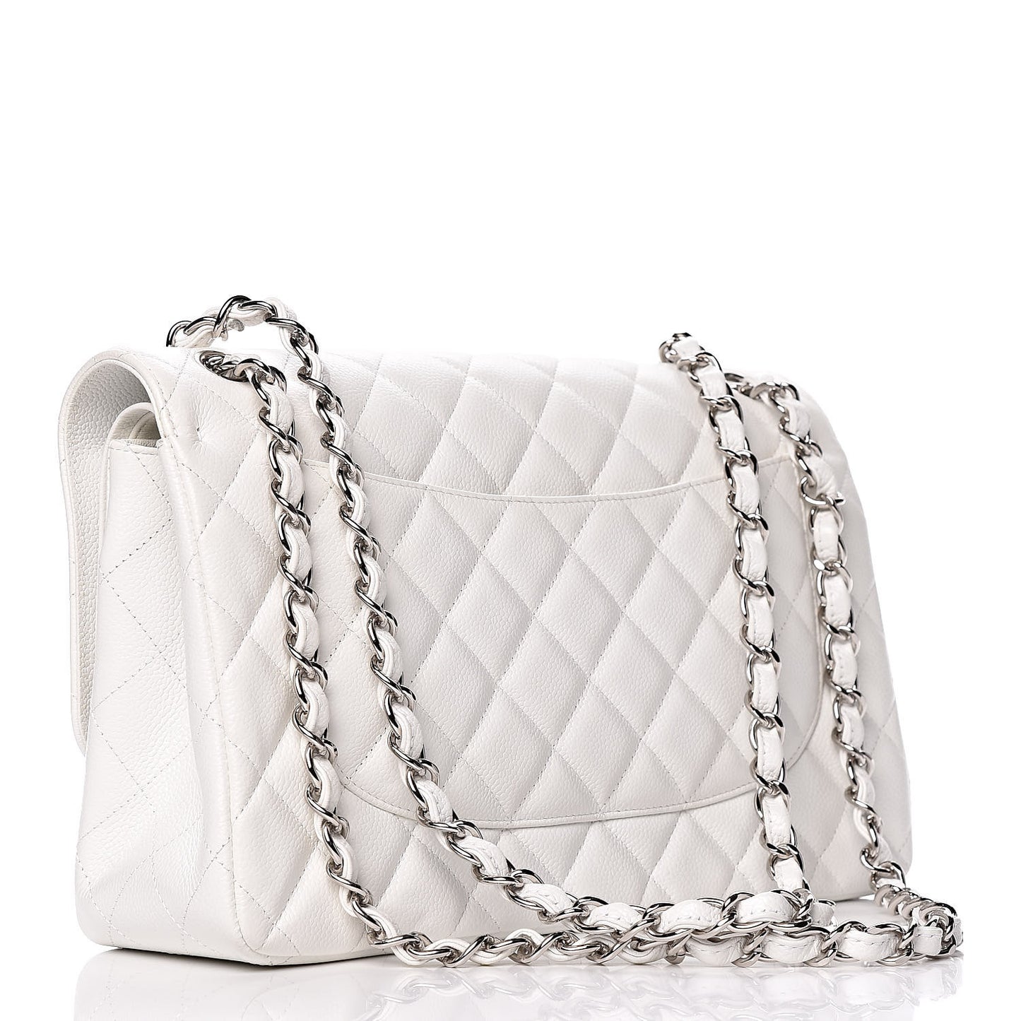 Caviar Quilted Jumbo Double Flap White