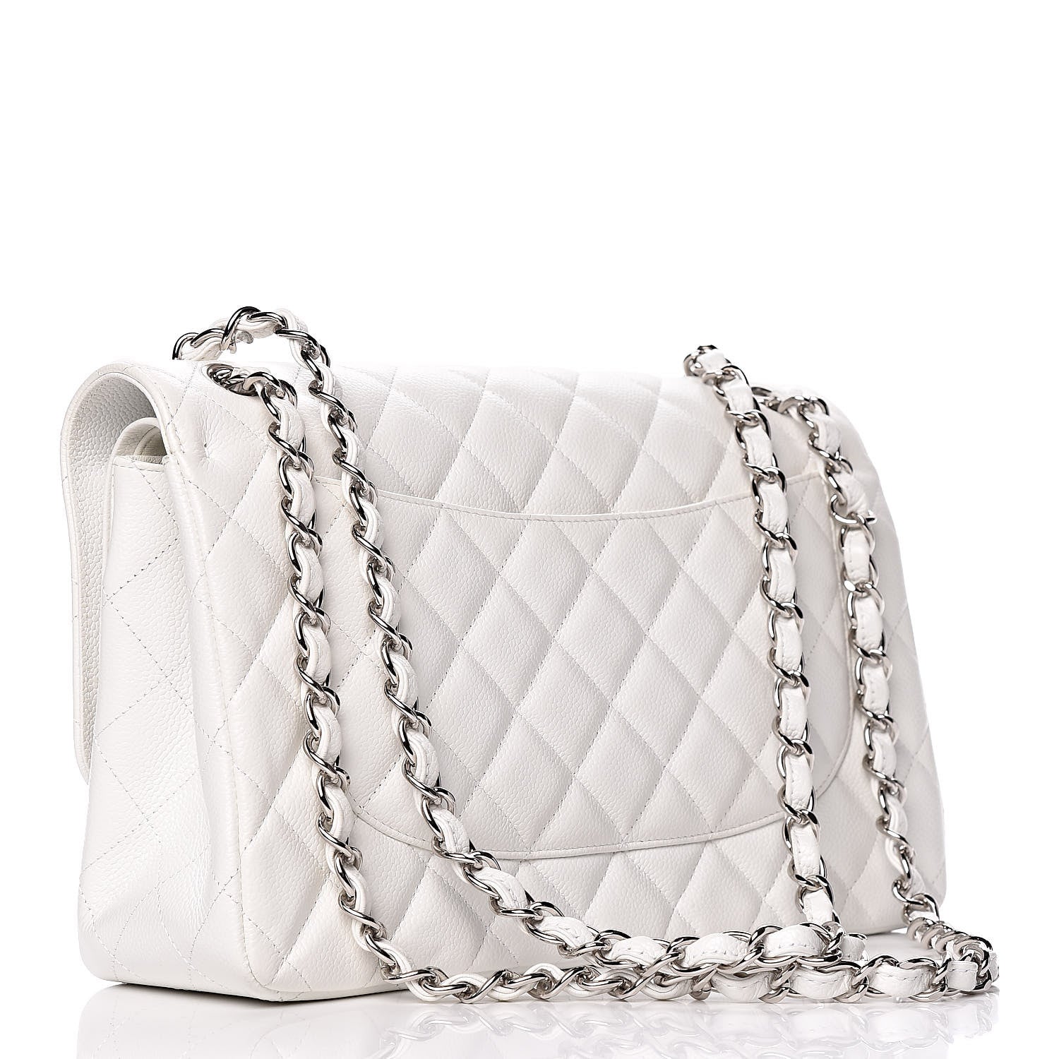 Chanel Caviar Quilted Jumbo Double Flap White 3 of 10