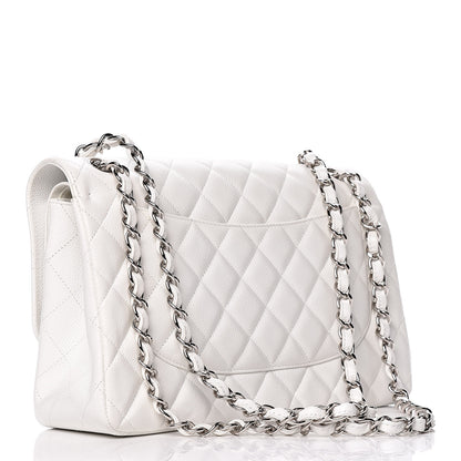 Chanel Caviar Quilted Jumbo Double Flap White 3 of 10