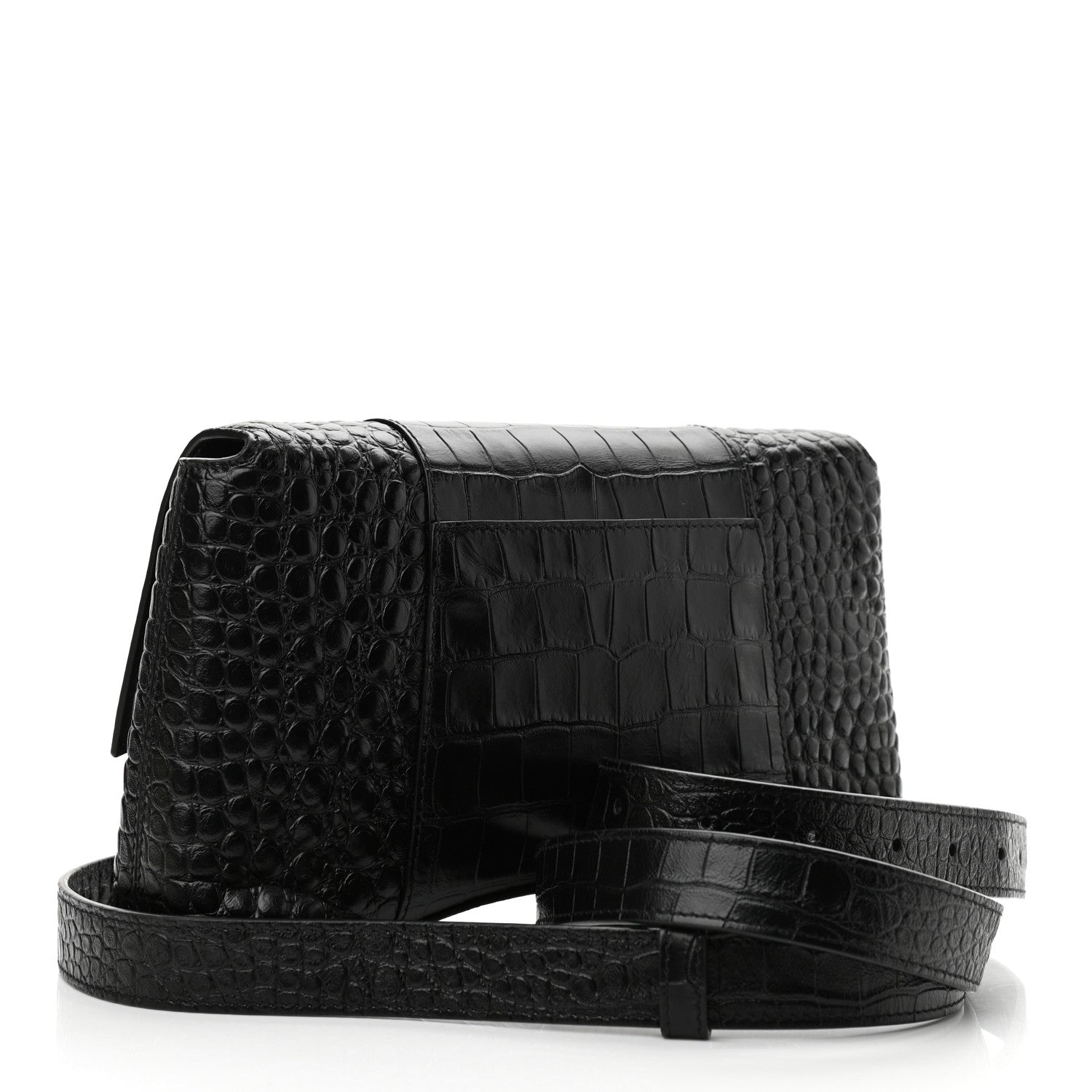 Balenciaga Extra Supple Calfskin Crocodile Embossed Monochrome XS Downtown Shoulder Bag Black 2 of 9