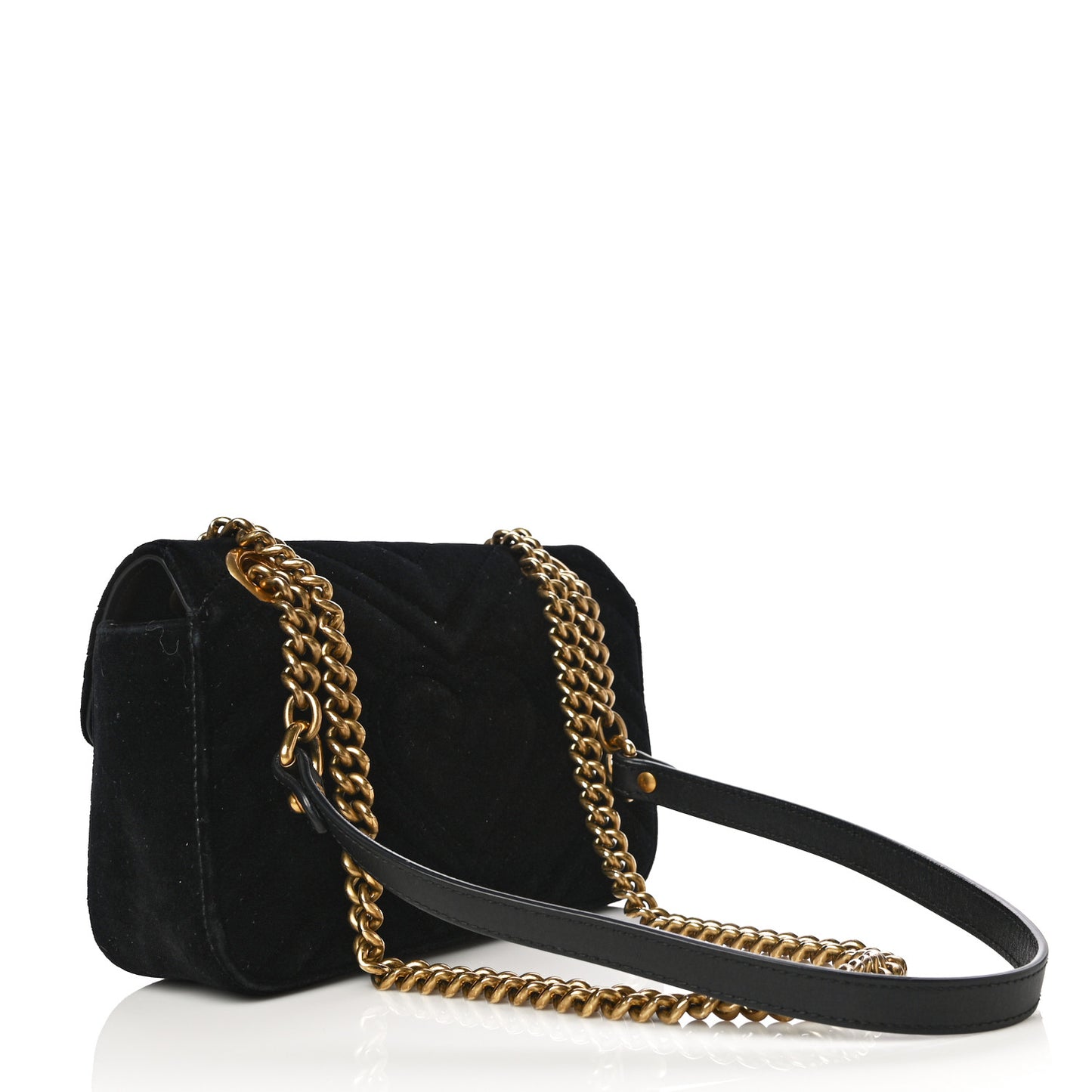 Velvet Matelasse Mini GG Marmont Shoulder Bag Black