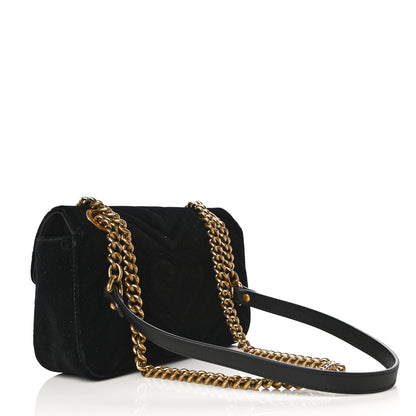 Gucci Velvet Matelasse Mini GG Marmont Shoulder Bag Black 3 of 23