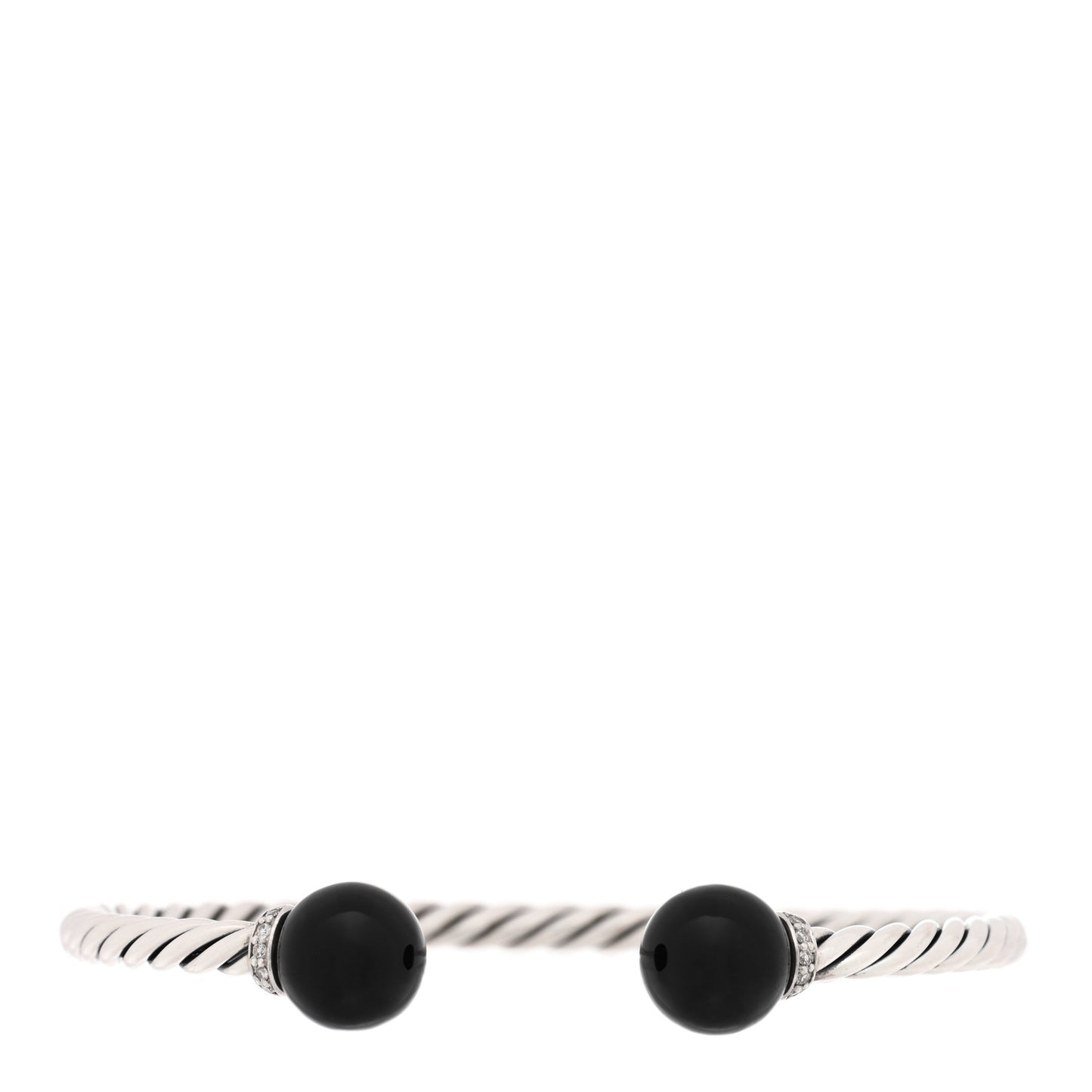 Sterling Silver Diamond Onyx 9mm Solari Bracelet