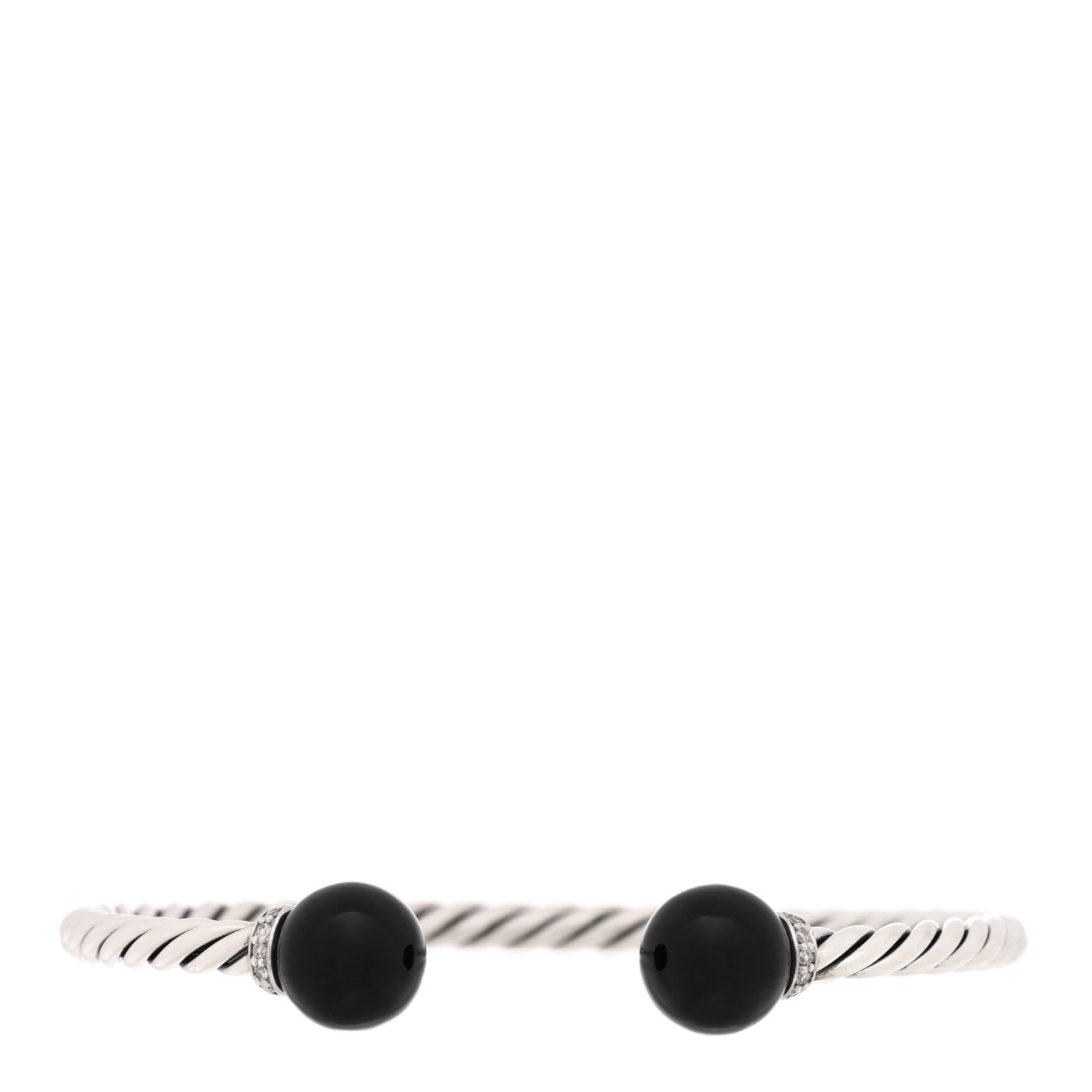 David Yurman Sterling Silver Diamond Onyx 9mm Solari Bracelet 1 of 3