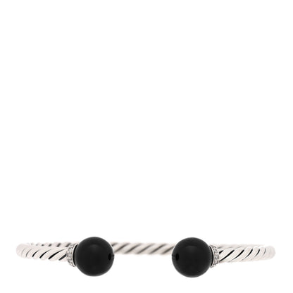 David Yurman Sterling Silver Diamond Onyx 9mm Solari Bracelet 1 of 3